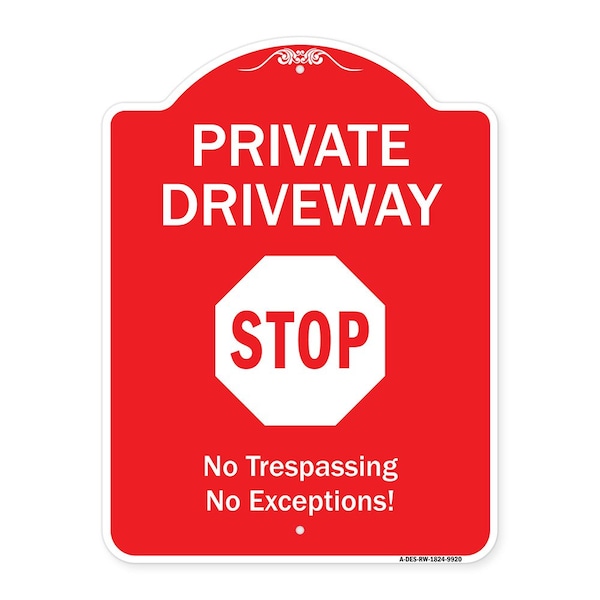 Private Driveway Stop Heavy-Gauge Aluminum Architectural Sign, 24" H, RW-1824-9920